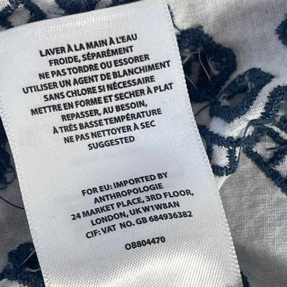 Anthropologie Maeve Ester NWT White/Blue Eyelet Top Sz XS - Picture 10 of 10